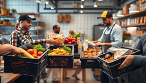A realistic style image of a busy cafe kitchen with diverse suppliers delivering various fresh ready-to-eat food ingredients, showcasing multiple hands exchanging crates of colorful produce and packaged meals, emphasizing the concept of supply diversification and avoiding single-source risk.